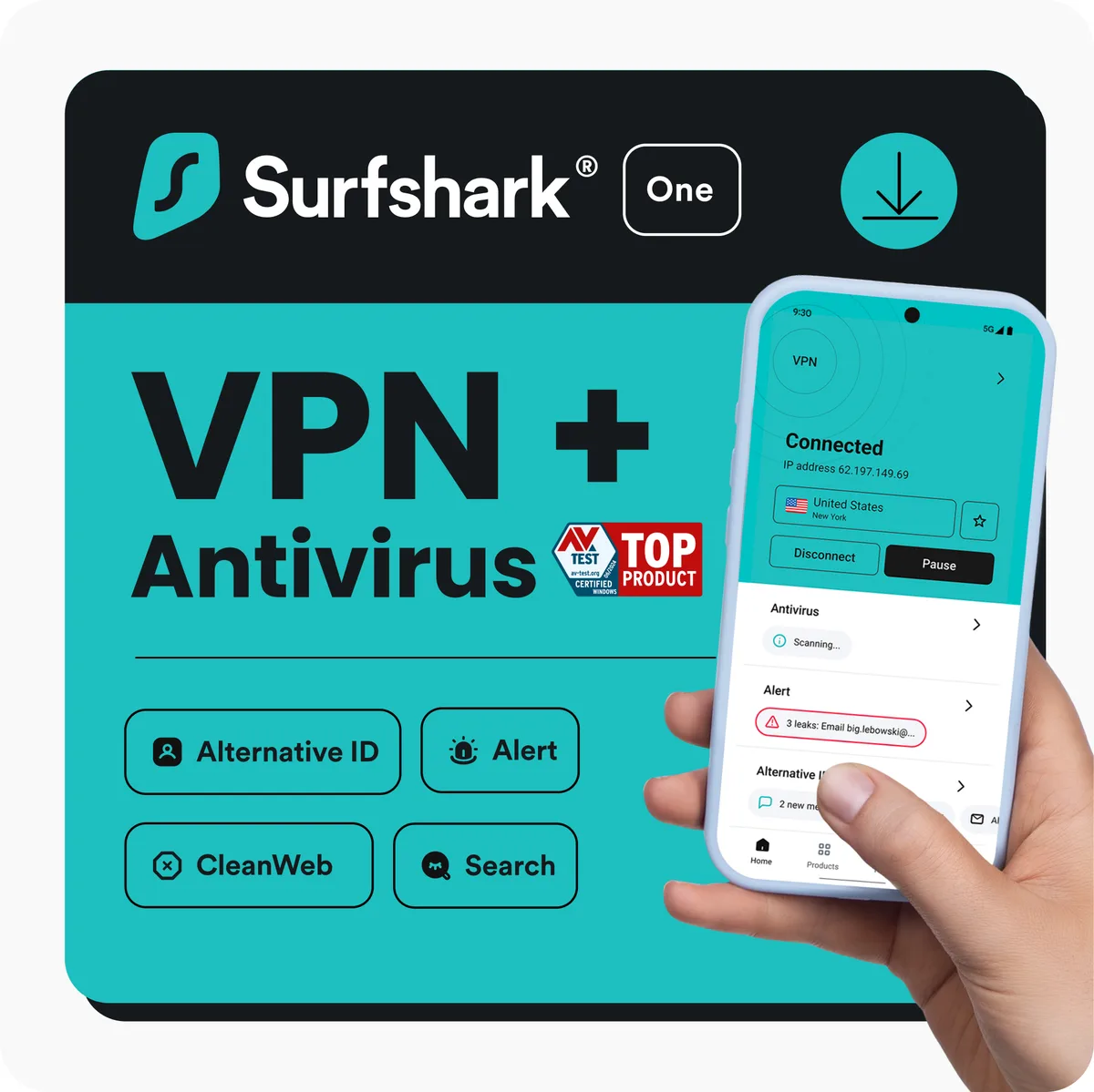 Surf Sharks Inc Surf Sharks Inc SSO1C1Y-RLUS-E antivirus 5 devices 1 year — product photo