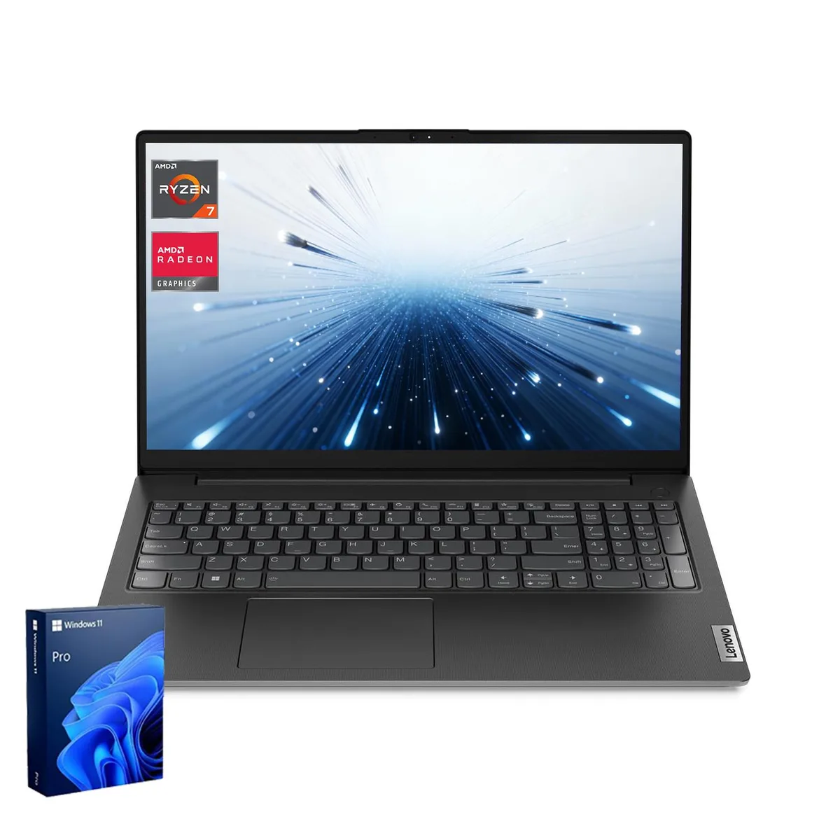 Lenovo Lenovo V15 laptop 15.6" FHD AMD Ryzen 7 7730U 24GB 1TB PCIe NVMe Windows 11 Pro Black — product photo