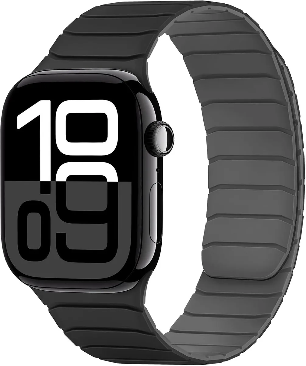 ETEIZU ETEIZU Magnetic Silicone Watch Band 42mm 41mm 40mm 38mm Black-Grey — product photo