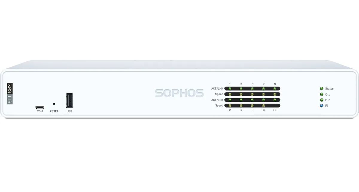 Sophos Sophos XGS 118 XG118Z00ZZPCUS firewall appliance 9×2.5GbE 8GB LPDDR5 64GB UFS 2.1 — product photo