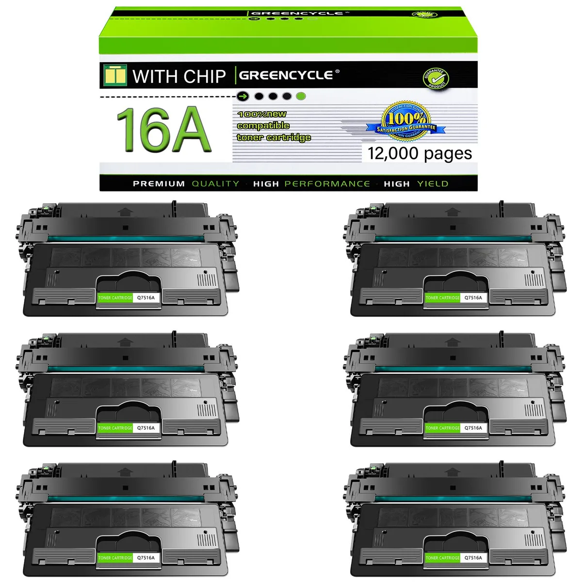 GREENCYCLE GREENCYCLE Q7516A High-Yield Toner Cartridge 6-Pack Black 12000 Pages — product photo