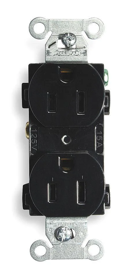 Hubbell Incorporated Hubbell Incorporated BR15BLK 15A 125V Duplex Receptacle Black — product photo