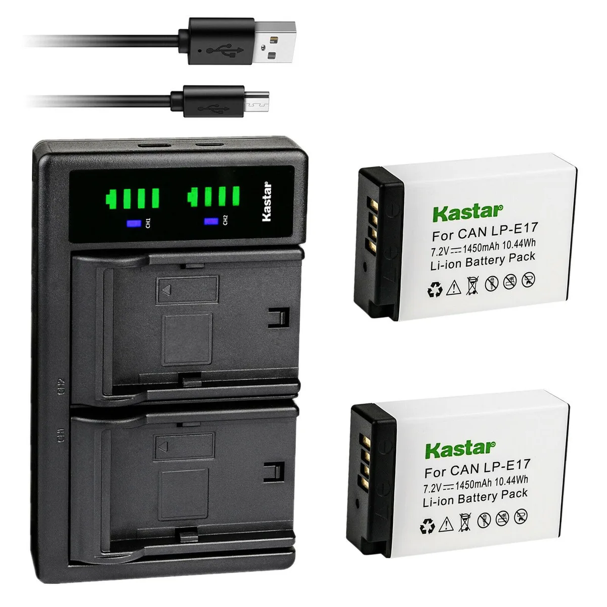 Kastar Kastar LP-E17H 2-pack batteries with LTD2 USB charger — product photo