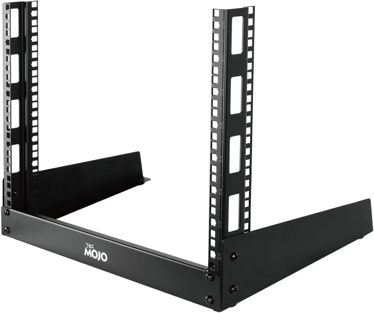Open-frame 19-inch desktop server rack, 8U, square holes, cold-rolled steel finish