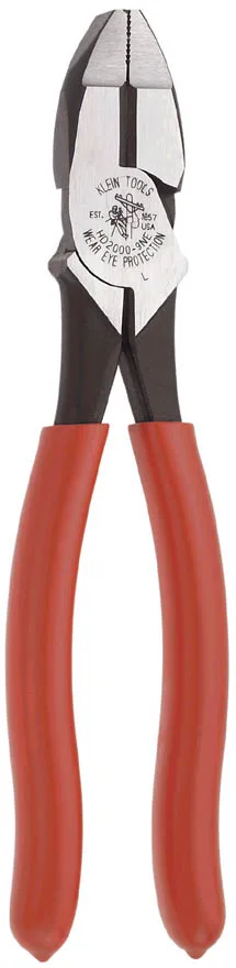 Klein Tools 9-inch high-leverage side-cutting pliers with dipped handles