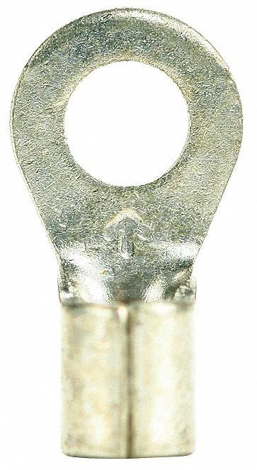 50 bare nickel-alloy ring terminals for 10 AWG wire #10 stud 0.38 in tongue 0.73 in long