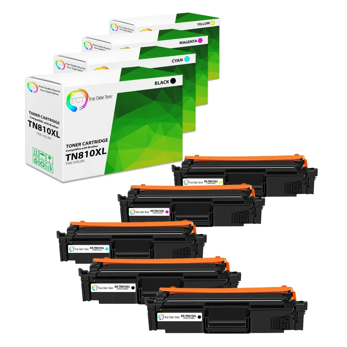 True Color Toner True Color Toner TN810XL High Yield Toner Cartridge 5 Pack 4 Colors — product photo
