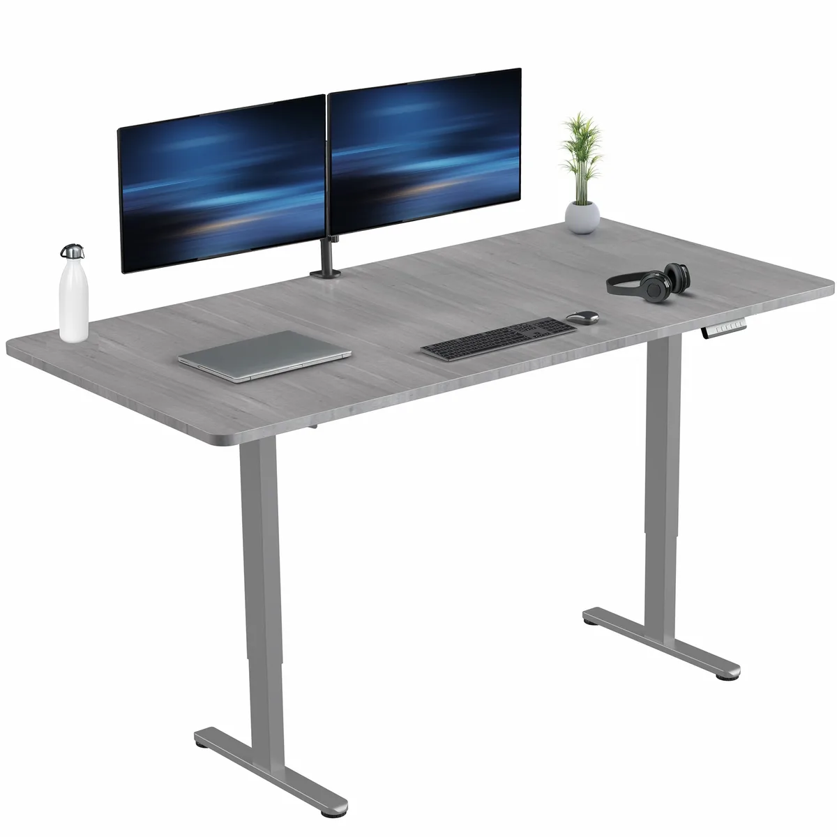 VIVO VIVO Electric Dual Motor Standing Desk 71 x 36 Dark Gray Top Gray Frame — product photo