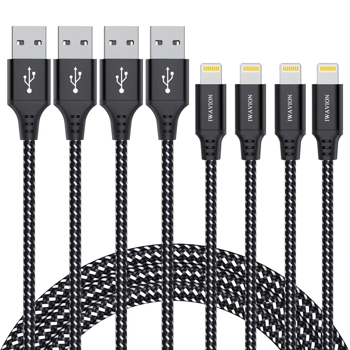 MCHOSE MCHOSE Lightning Cable 4-pack 1 m Nylon Braided MFi 7000 bends — product photo