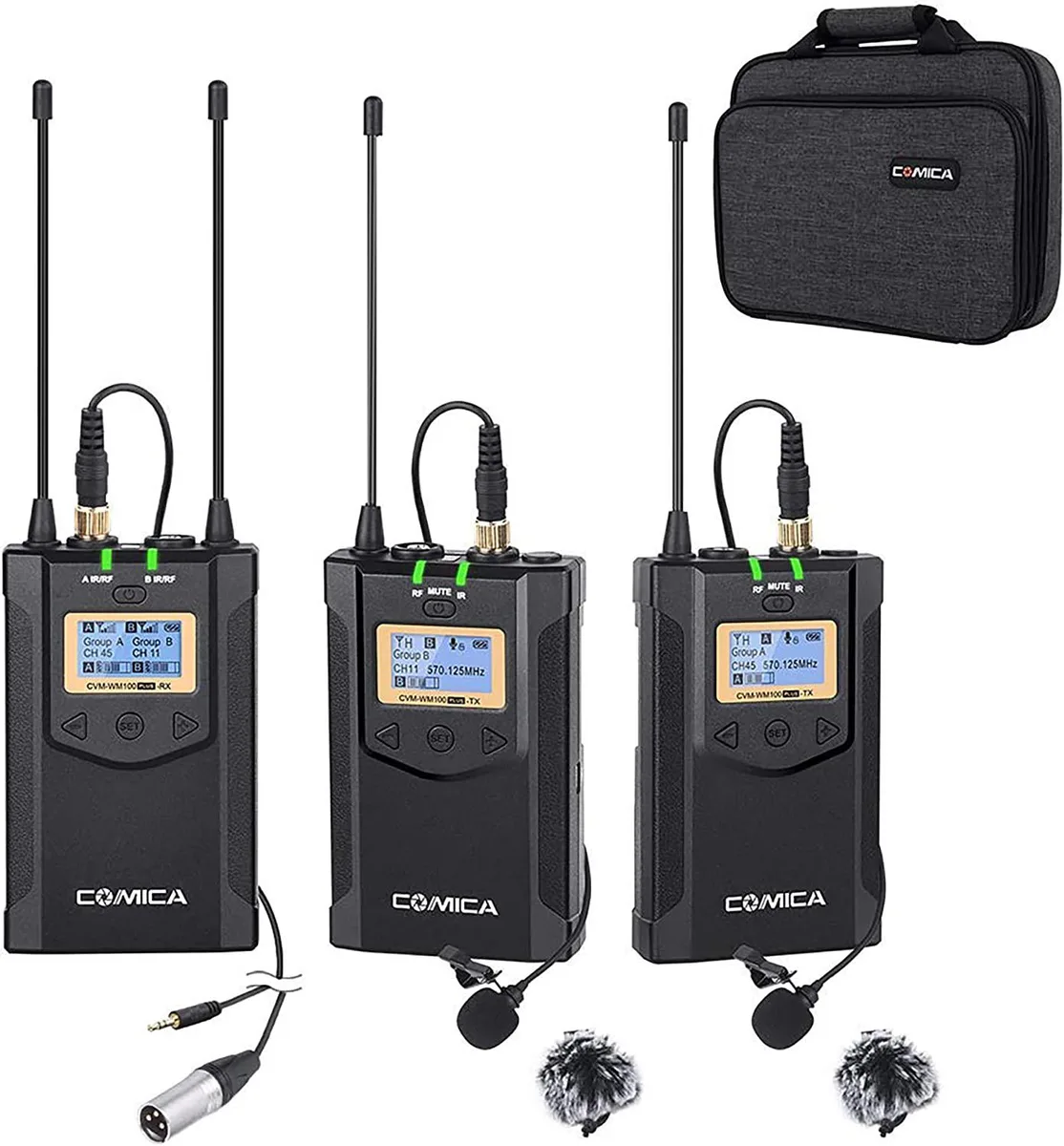 Comica Comica CVM-WM100PLUS UHF Wireless Lavalier Microphone System Dual-Channel 48 Channels 160ft Range — product photo