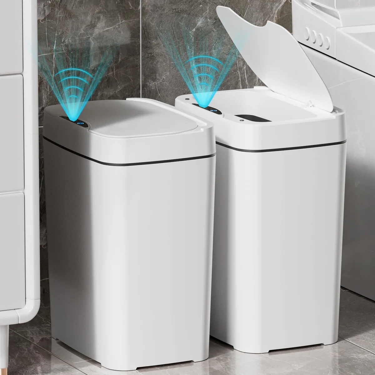 Baldwin 2.7 Gal Motion Sensor Trash Can White 3 Pack TB01 — product photo
