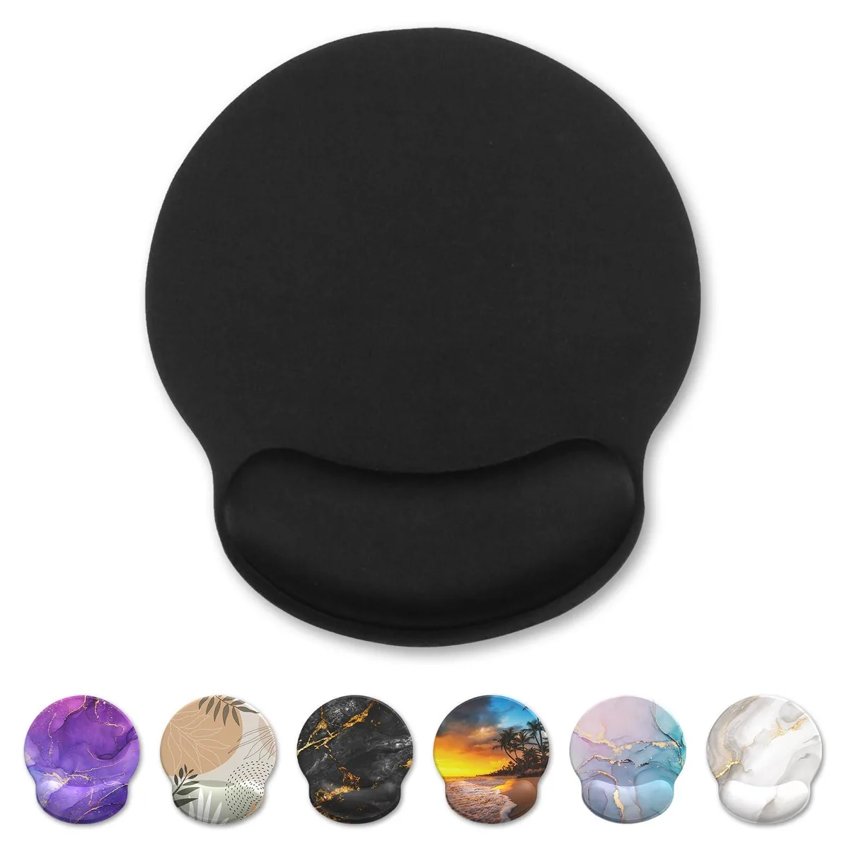 SOEWIOU SOEWIOU Mouse Pad Gel Wrist Support Pure Black 9.84 x 8.85 in — product photo