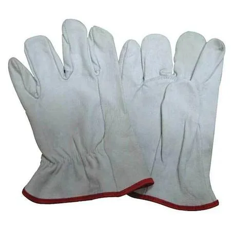 White goatskin leather glove protectors with shirred cuffs, 10 inch length, sold as a pair