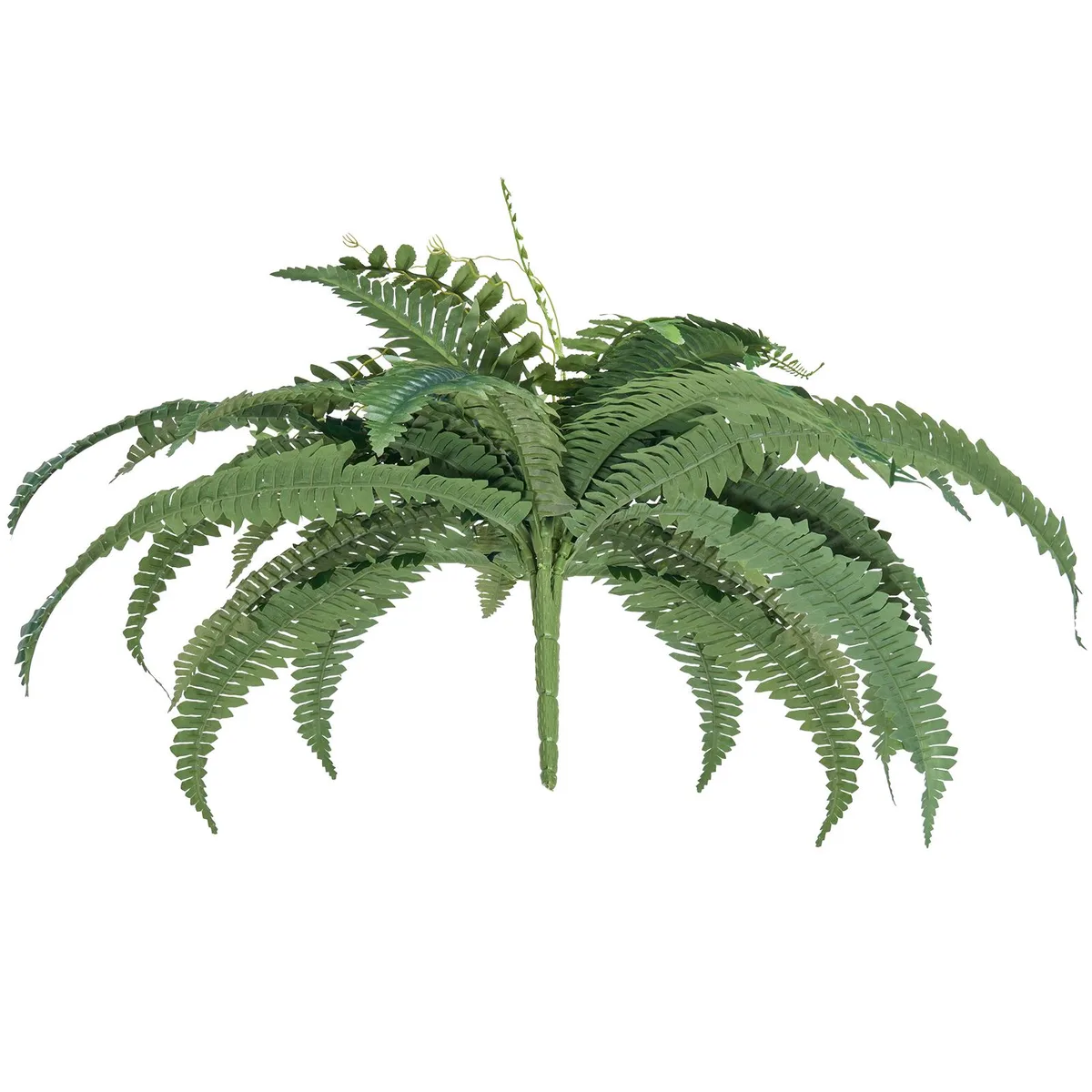 Two green artificial Boston ferns with dense silk and PE leaves, each spreading 35 to 39 inches wide