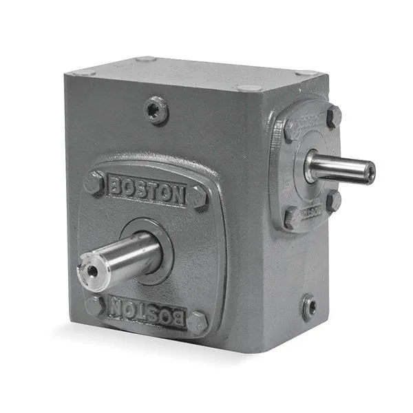 Boston Gear 30:1 right-angle speed reducer, 1.54in center distance, single left-hand output shaft, cast-iron housing