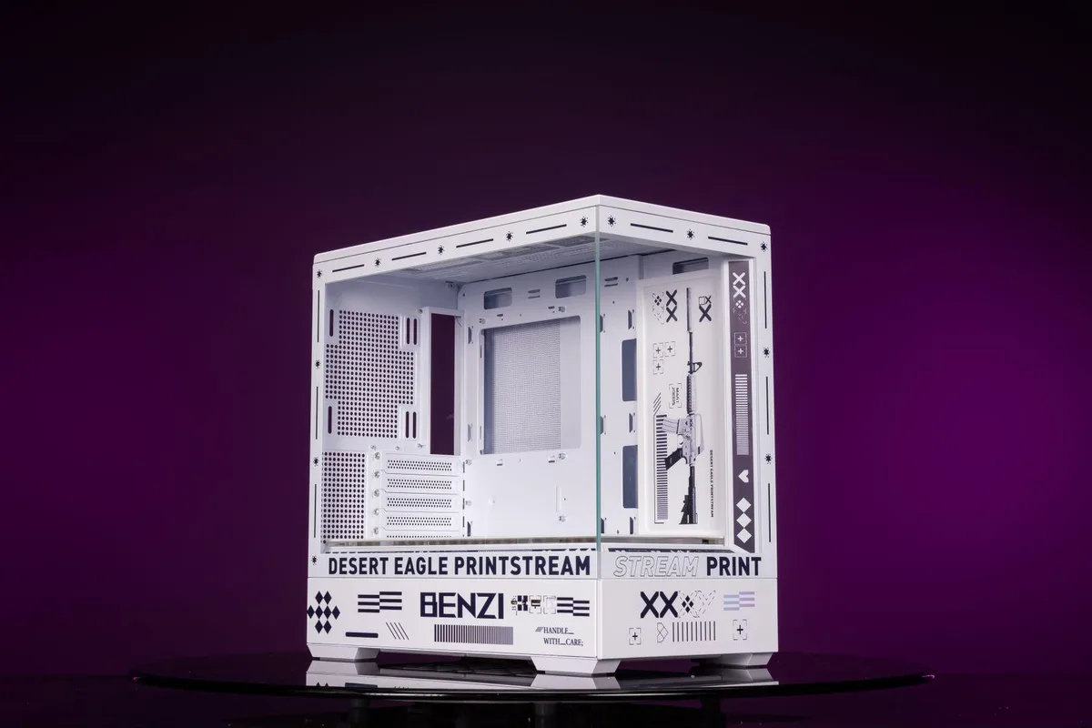 Corn Electronics Corn Electronics Arashi CS GO Theme M-ATX/ITX PC Case White Blue — product photo