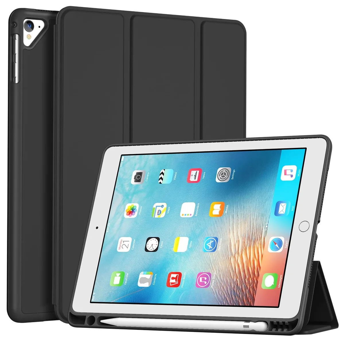rooCASE PC-08366854 Slim Case for 9.7 iPad 6th/5th/Air 2/Air 1 Black — product photo