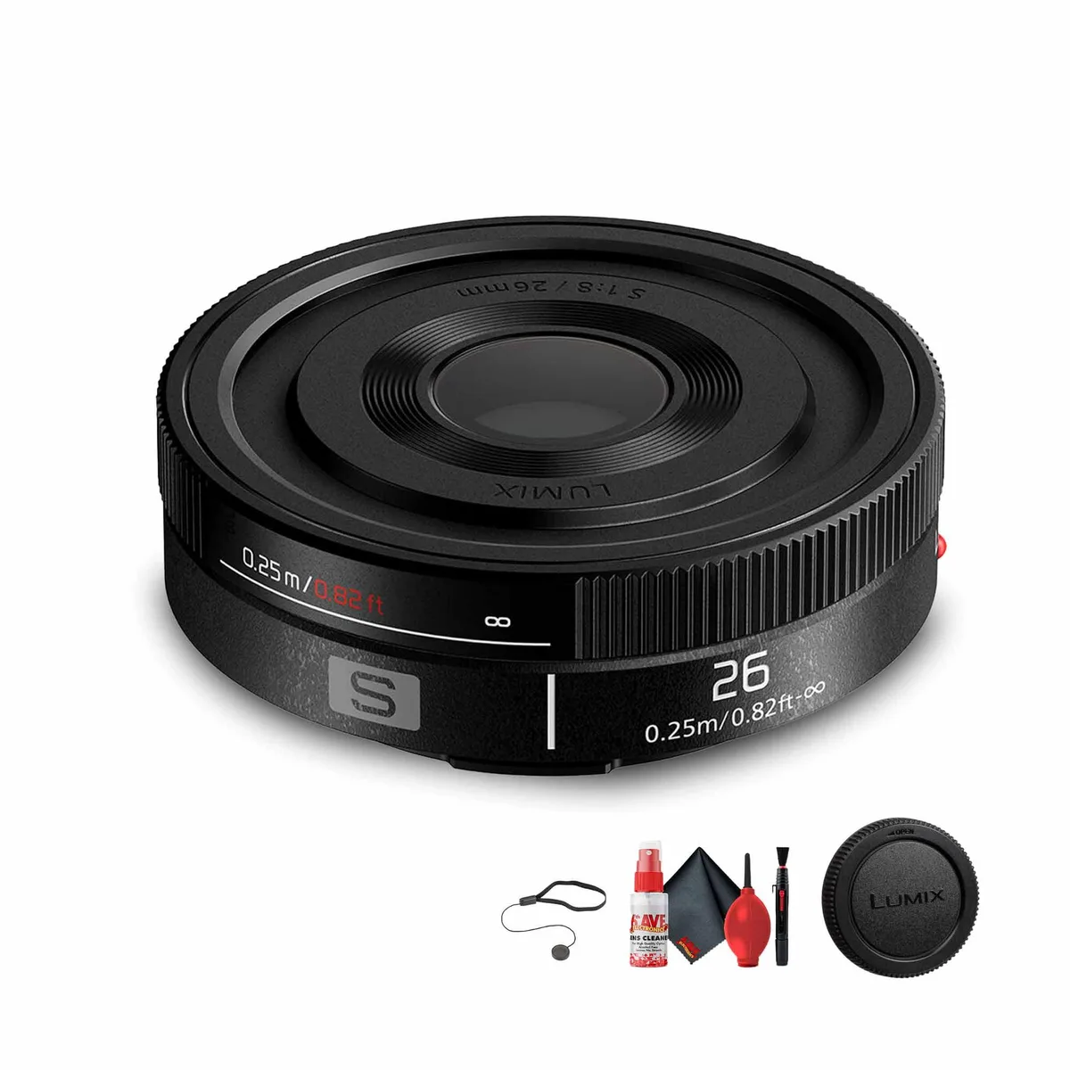 Panasonic Panasonic Lumix S 26mm f/8 Lens (L-Mount) + Cleaning Kit + Cap Keeper — product photo