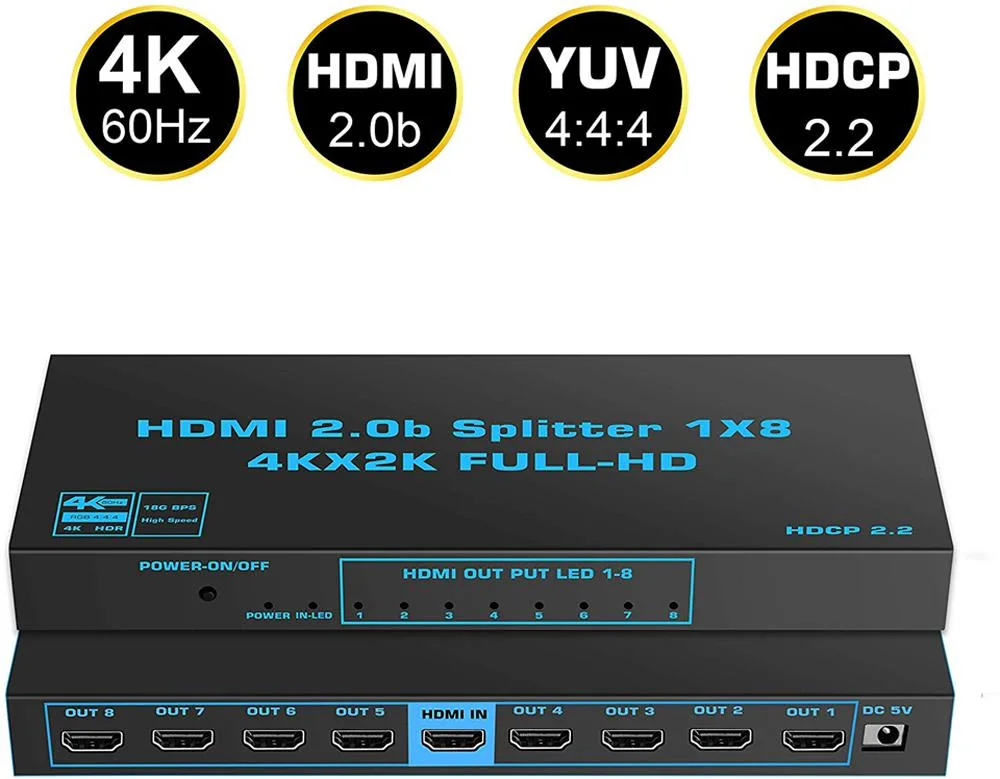 LUOM LUOM OZF5-1 1x8 HDMI video splitter 4K 60Hz — product photo
