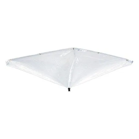 Clear rectangular leak diverter tarp with corner straps, lightweight polyester PVC material