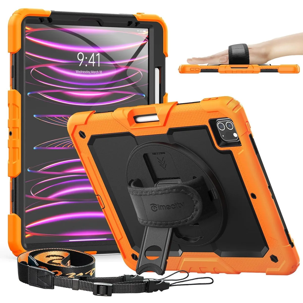 TIMECITY TIMECITY iPad Pro 12.9 Case 3rd-6th Gen Orange 2 in 1 accessory — product photo