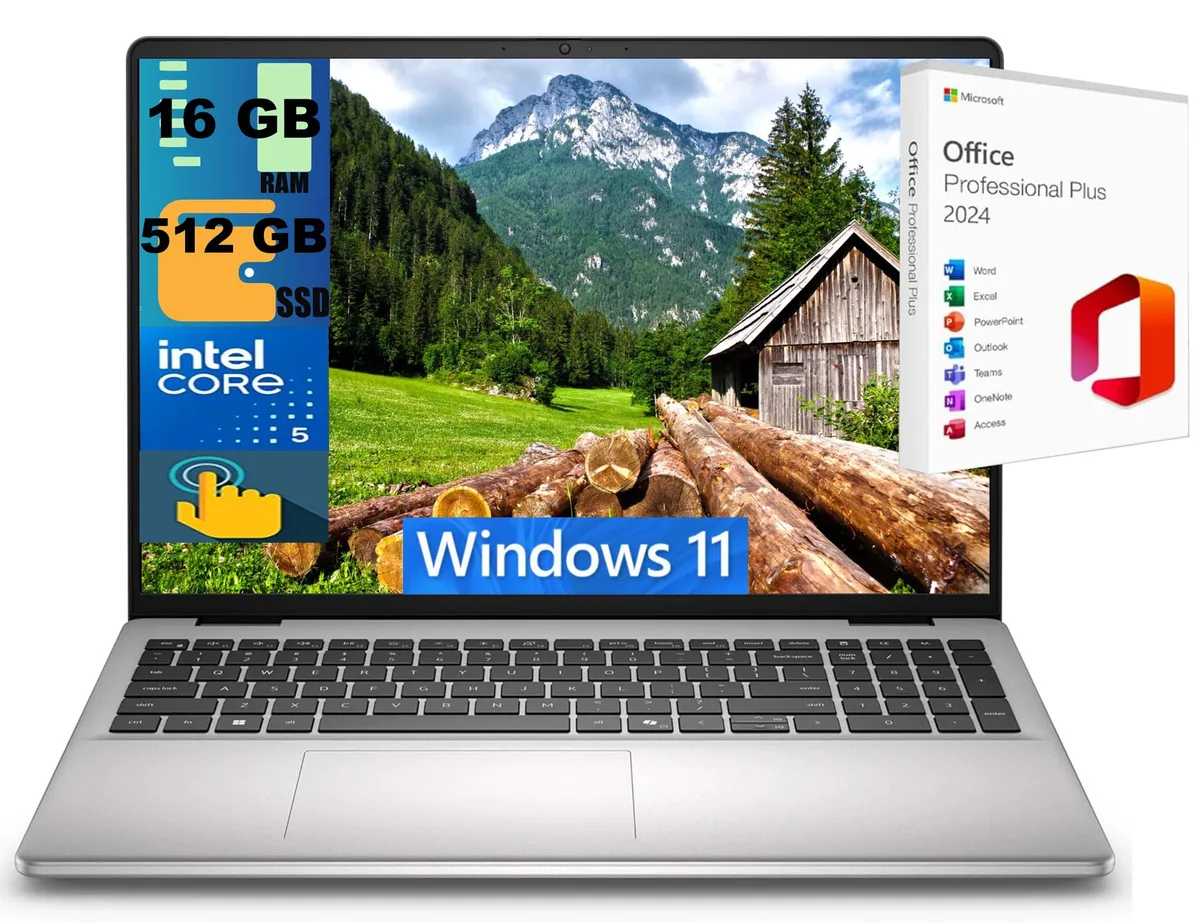 DELL DELL 16 DC laptop Intel Core 5 120U 16GB 512GB SSD 16" WUXGA touchscreen Silver — product photo