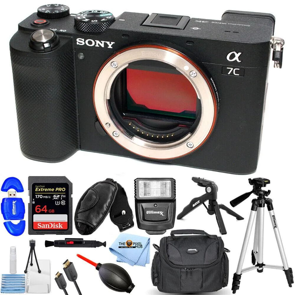 Sony Sony Alpha a7C compact mirrorless camera body 64GB flash bundle — product photo