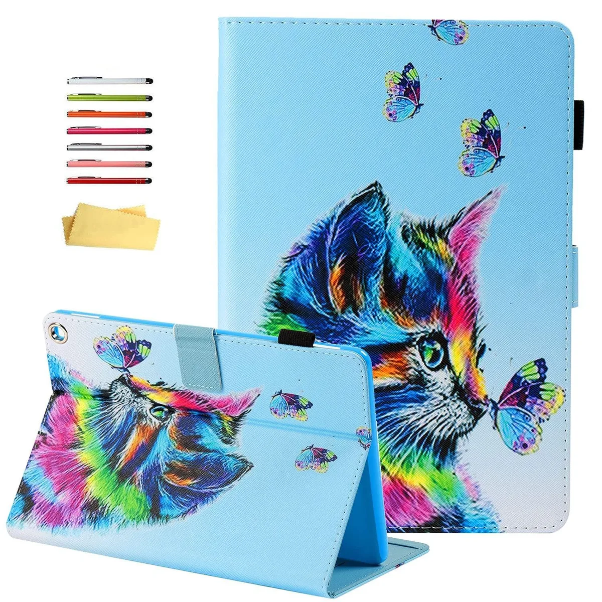 Alphacool Alphacool 2 in 1 Accessory for Kindle Fire HD 10 10.1 11th 13th Gen 2021 2023 Rainbow Cat Butterfly — product photo