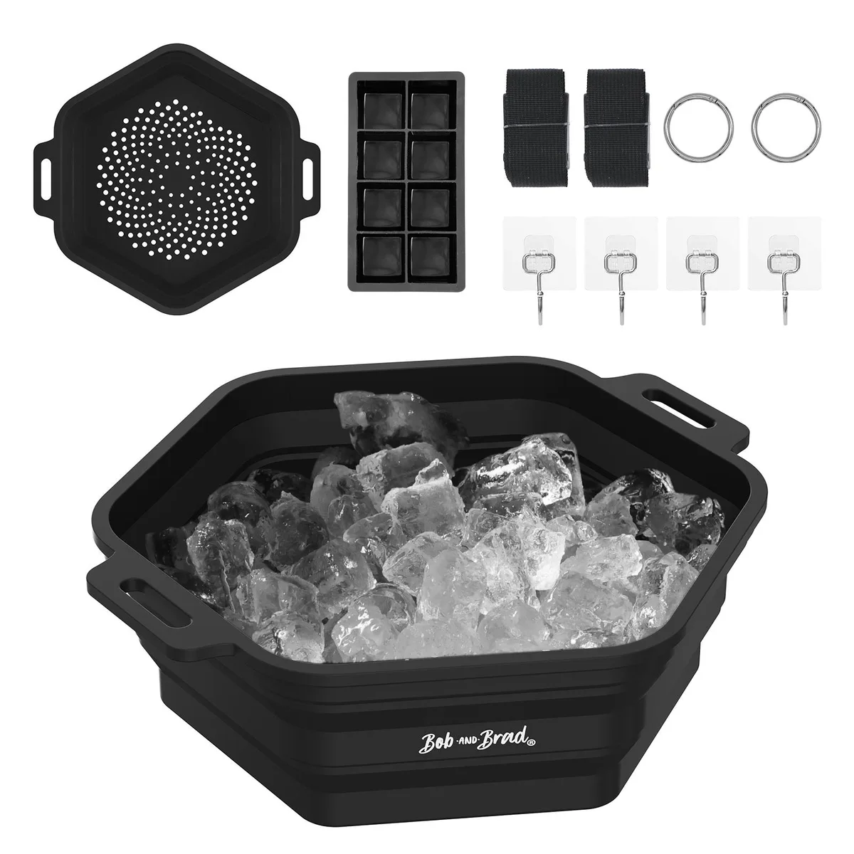 Bob and Brad Bob and Brad IS-01 Foldable Silicone Ice Bath Tub Black 4×2.2×4in — product photo