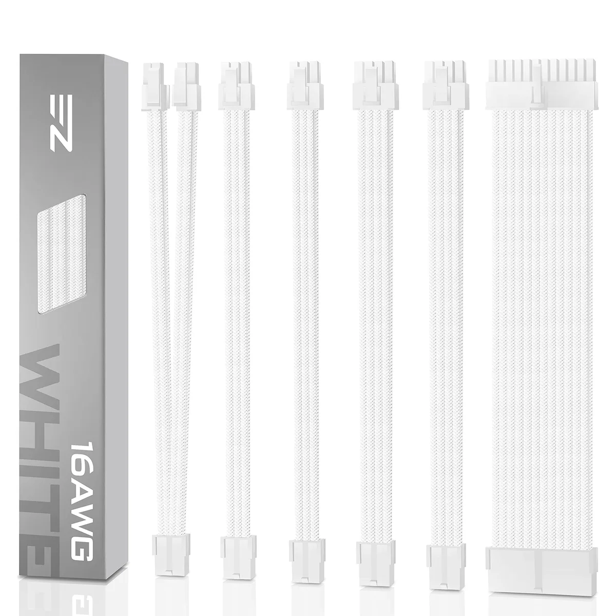  Apple CA-All White comb Internal Power Cable Extension Kit 16 AWG 24-Pin 8-Pin 6-Pin 4+4-Pin 30cm White — product photo