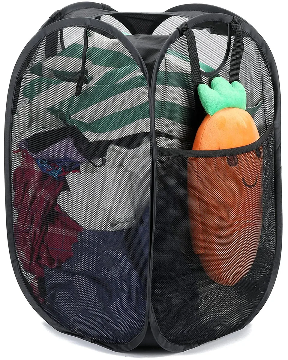 HOUSE AGAIN Reinforced Pop-up Laundry Hamper 14.5×14.5×24.5in Black — product photo