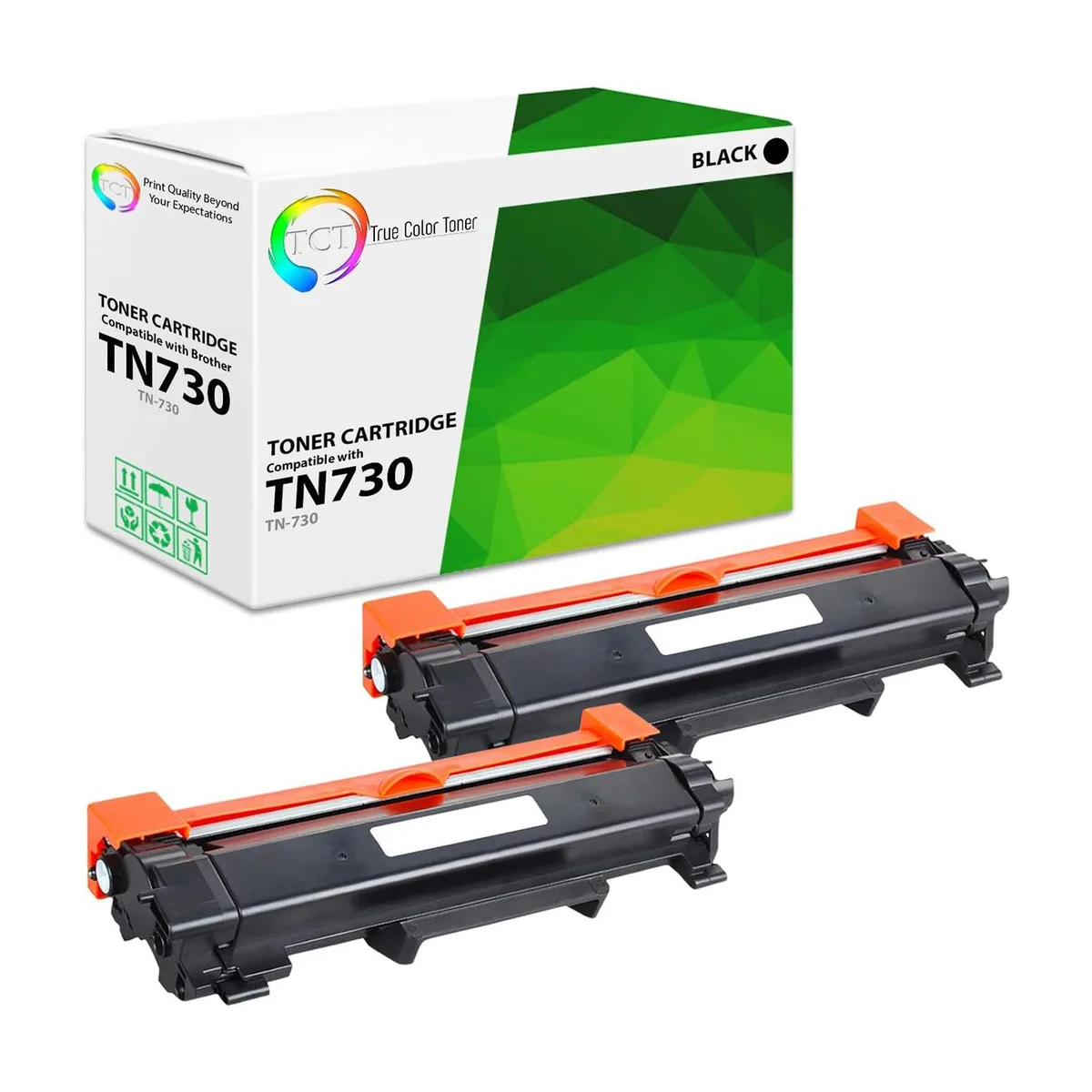True Color Toner True Color Toner TN-730 Black Toner Cartridge 2 Pack 1200 Pages — product photo