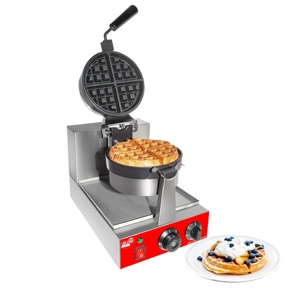 ALDKitchen ALDKitchen AR-HWB1A Belgian Waffle Maker 360° Rotating 1.2 kW 110V Stainless Steel — product photo