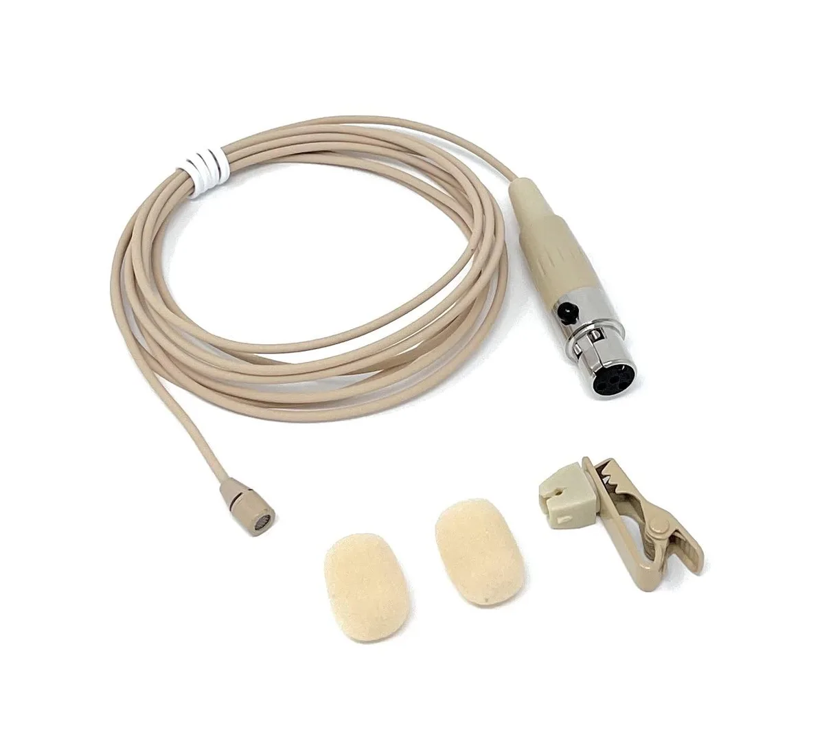 J&P Beige Lavalier Lapel Mic 4-pin mini XLR TA4F for Shure wireless — product photo
