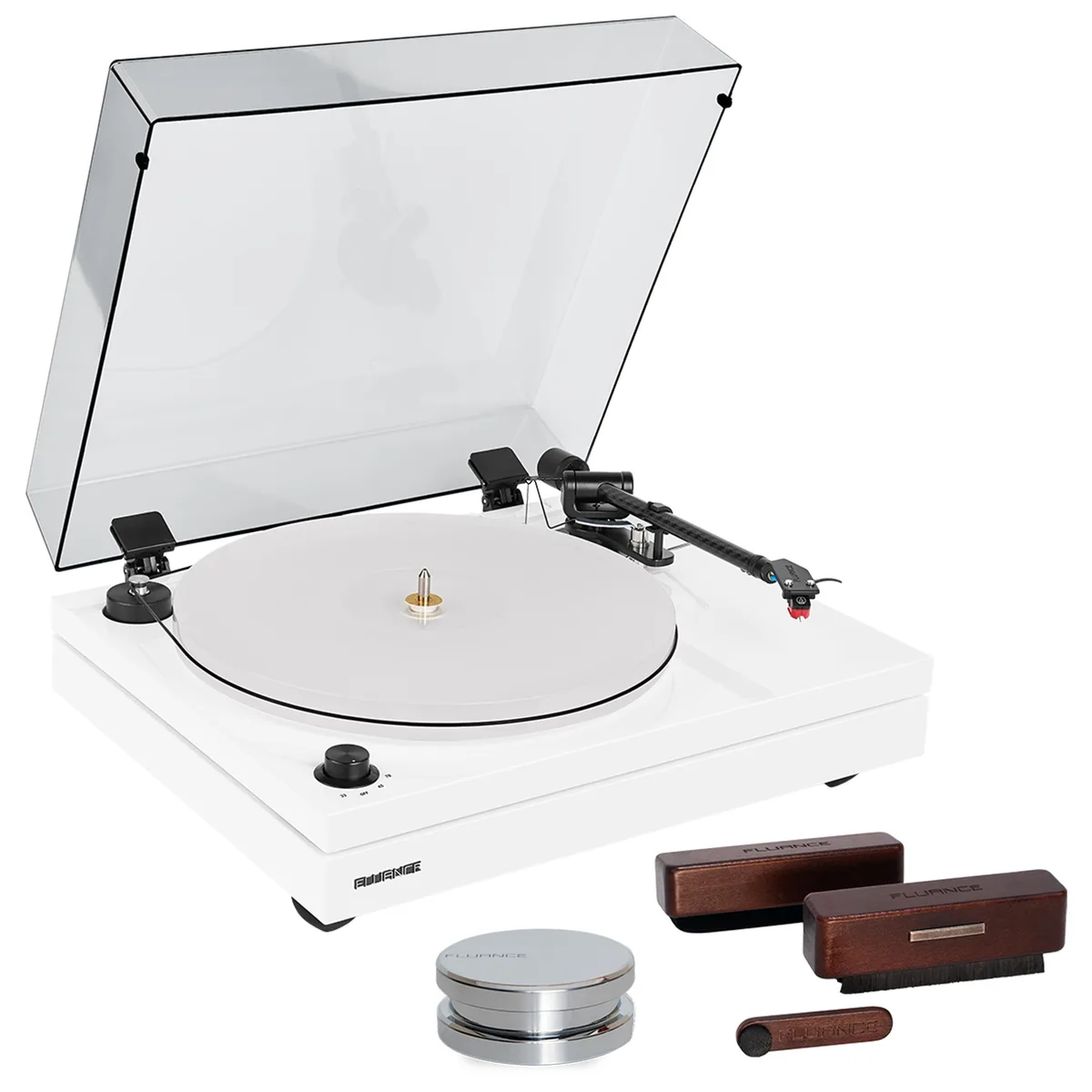 Fluance Fluance RT87 Dual-Plinth Turntable Piano White with VB65 Kit RW02 Weight — product photo