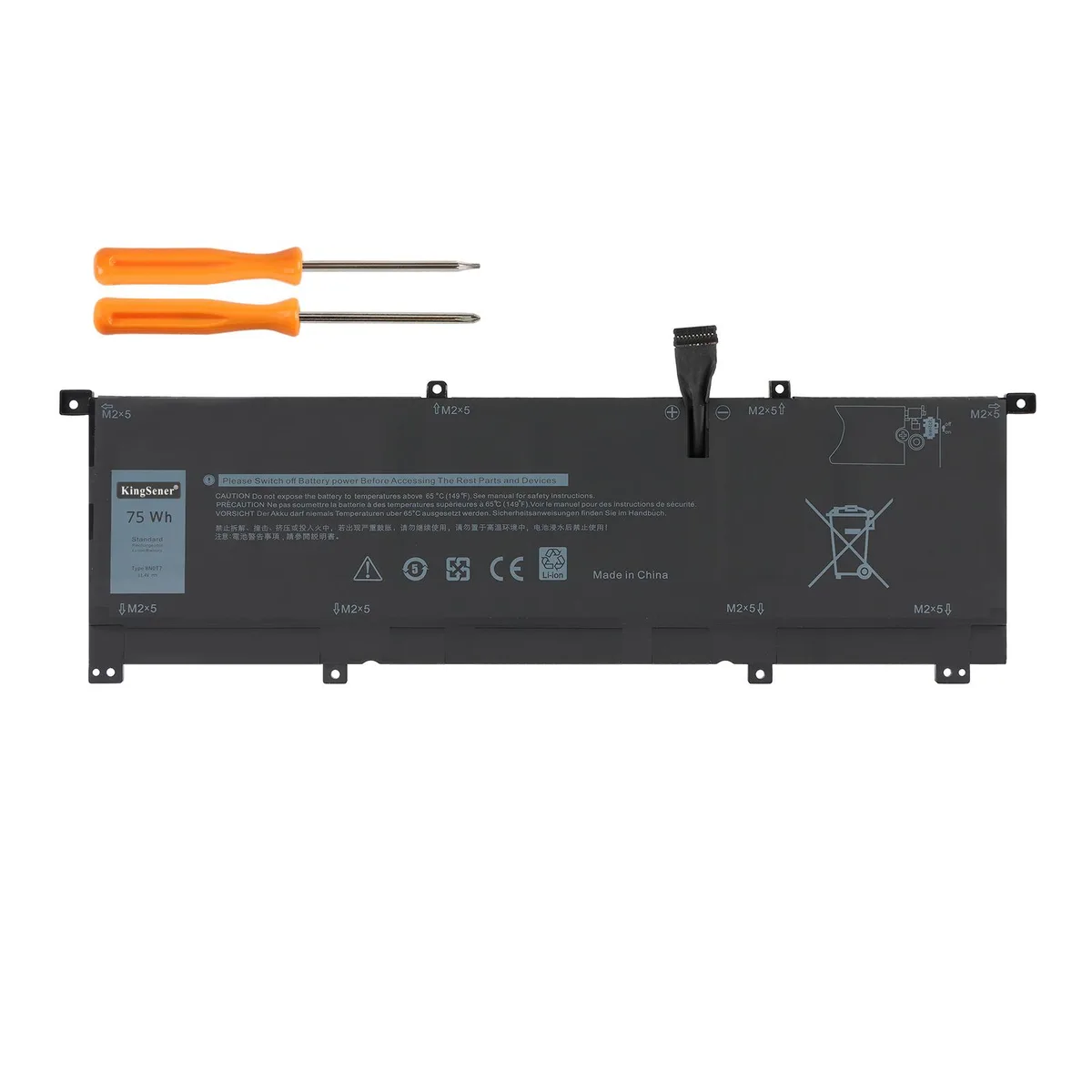 KingSener KingSener 8N0T7 laptop battery 11.4V 75Wh 6-cell for Dell XPS 15 9575 Precision 5530 — product photo