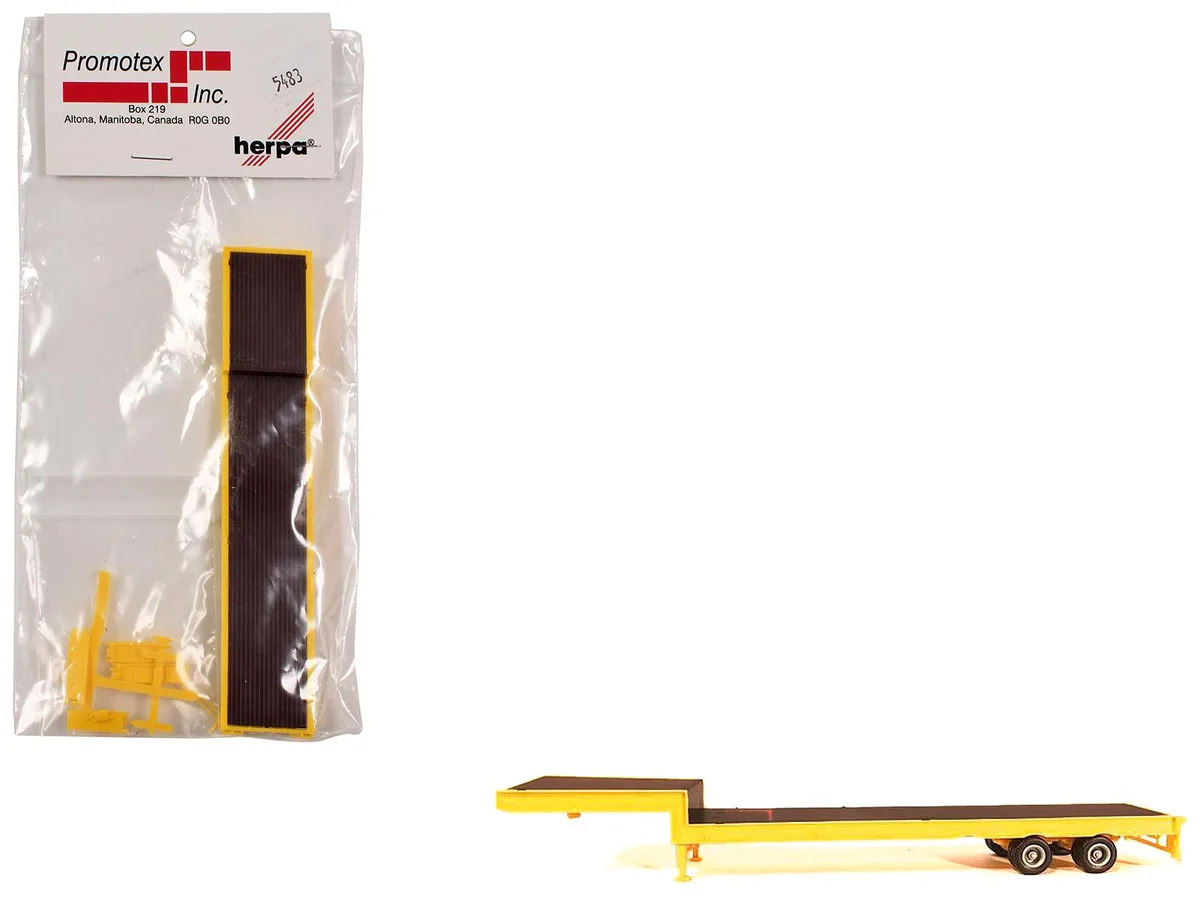 Promotex Promotex 2-Axle Step Deck Equipment Trailer Yellow 1/87 HO 5.75in — product photo