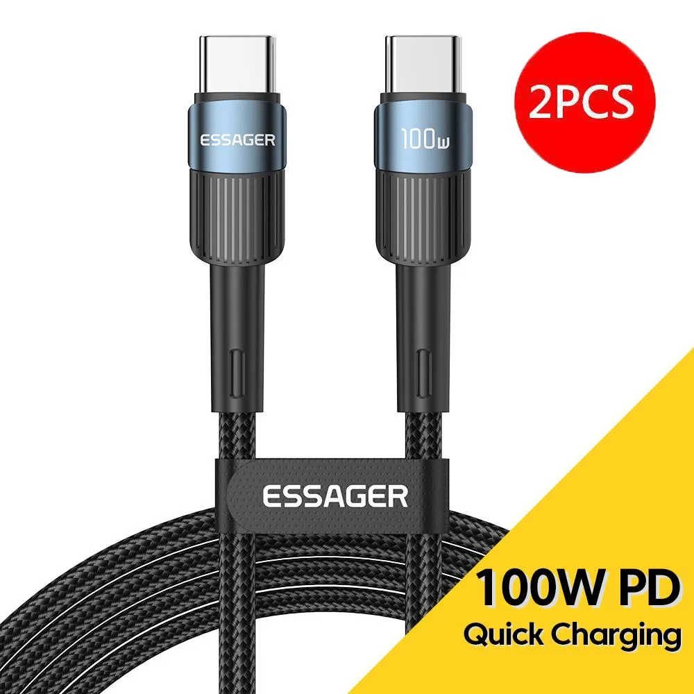 ESTONE ESTONE Essager XC100W USB-C Cable 100W 6.6ft Blue 2-Pack Compatible with Air Pro 12.9 11 Mini Galaxy — product photo