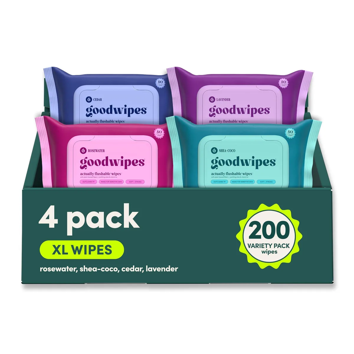  PURELL Flushable Wet Wipes Variety Pack 200 Count (4 Packs of 50) — product photo