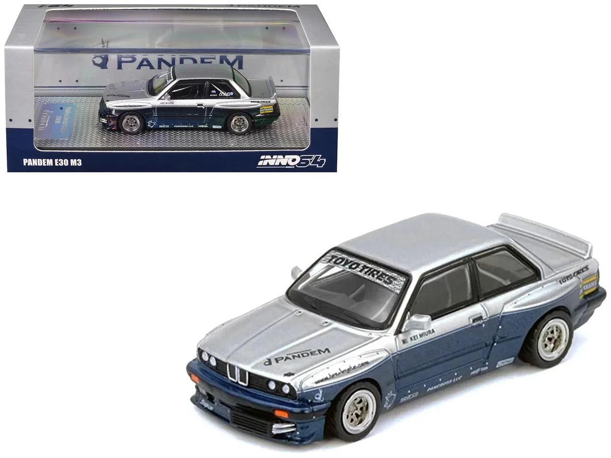 Inno Models Inno Models Pandem E30 M3 Silver Metallic Dark Blue 1/64 Diecast Hobby Collectible — product photo