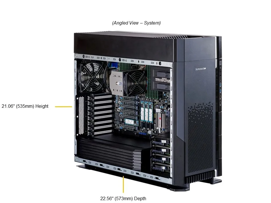 Supermicro Supermicro SYS-551A-T 5U barebone server, LGA4677, Xeon W-3400, 1Gb/10GbE, 16 DIMM — product photo