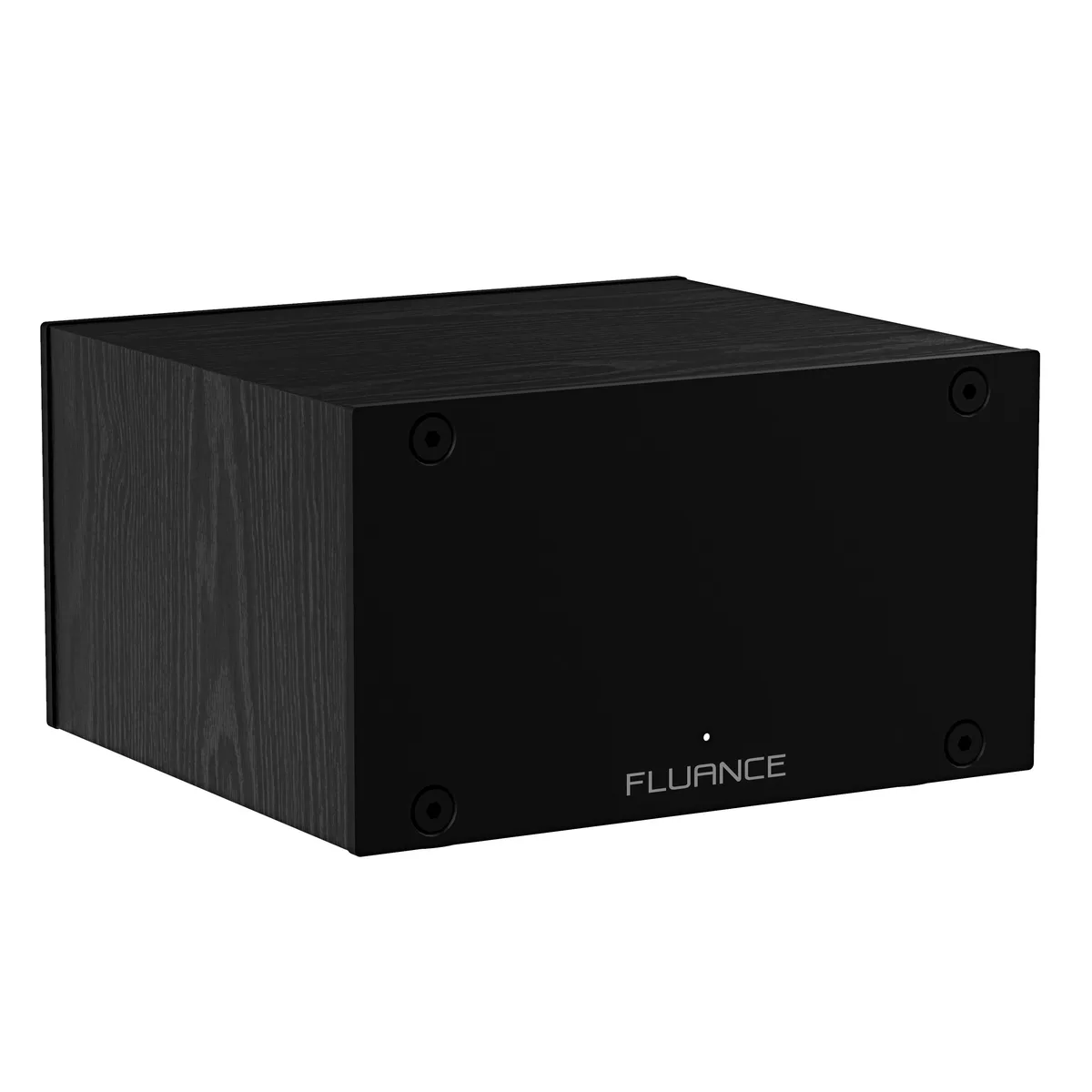 Small black rectangular phono preamp with metal casing