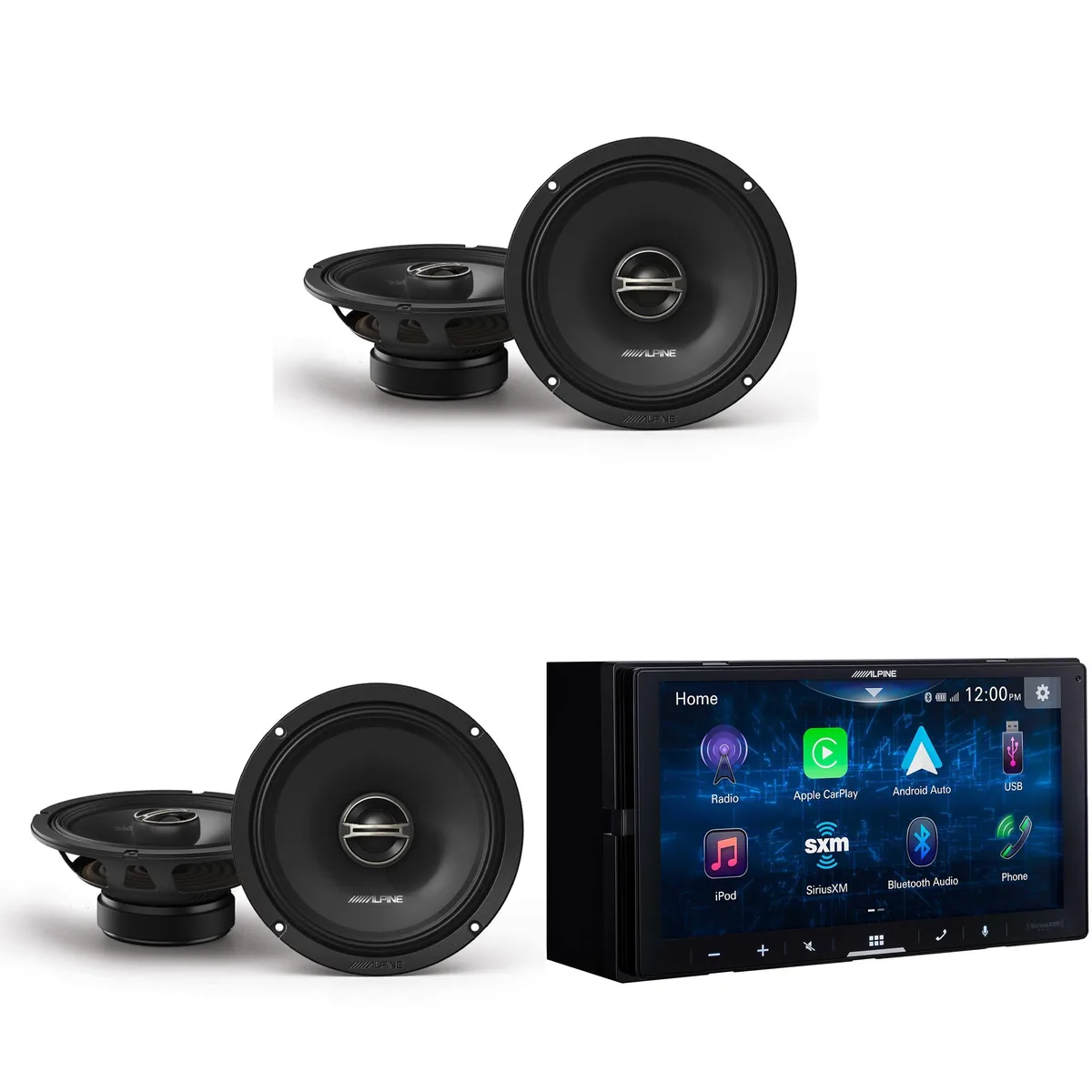 Alpine Alpine iLX-W670 Digital Multimedia Receiver with 2x DM-65-G 6.5" Coaxial Speakers — product photo