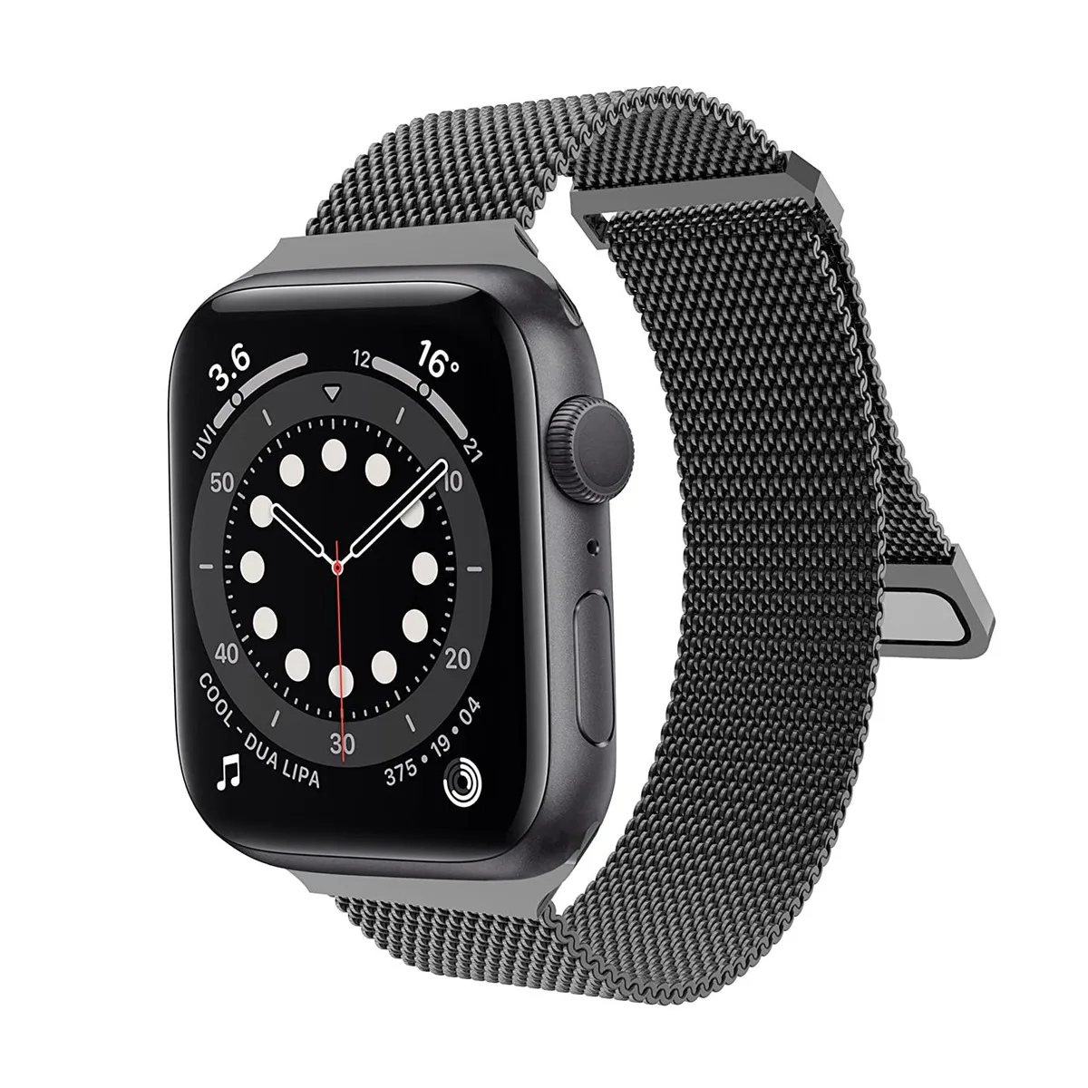 EEEKit EEEKit Milan Magnetic Band Apple Watch 38 40 41 42 44 45mm Stainless Steel Mesh Adjustable Loop Black — product photo