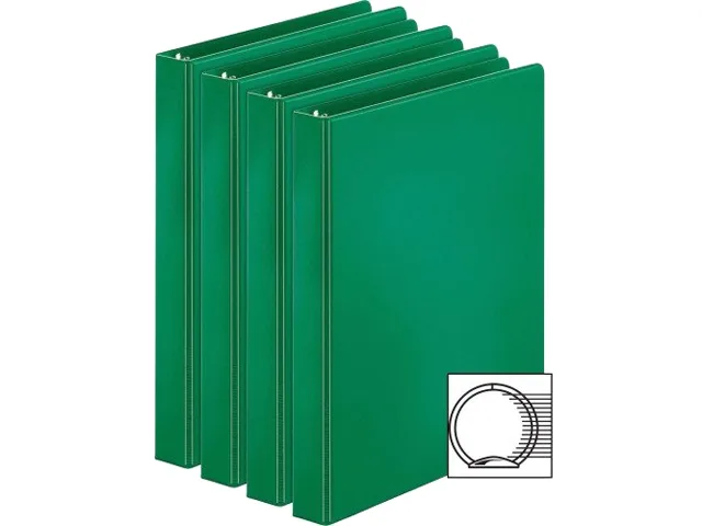 Business Source Business Source 28556BD 1.00" Round Ring Binder Green 4 Pack — product photo