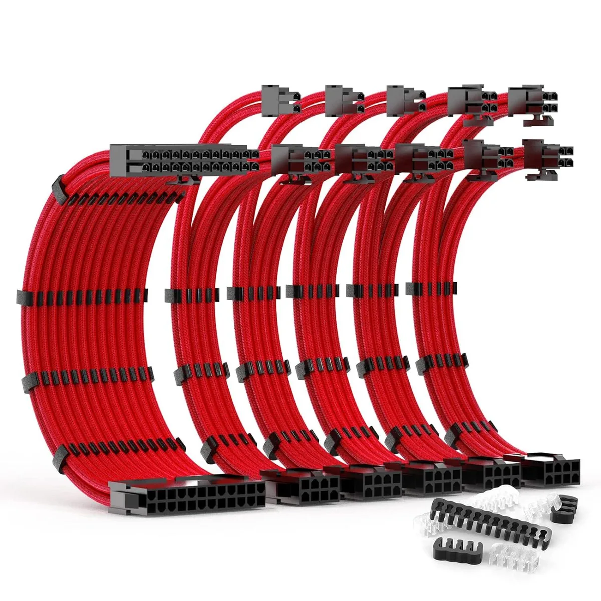 BUCIER BUCIER PSU Cable Extension Kit 30cm 18AWG Red 1x24Pin 2x8Pin EPS 3x8Pin PCIe — product photo