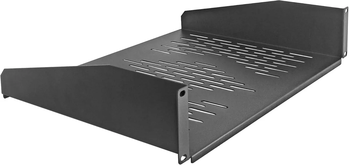 TAURKENAM TAURKENAM 19" 2U Vented Cantilever Rack Shelf 14" 35cm Depth Black — product photo