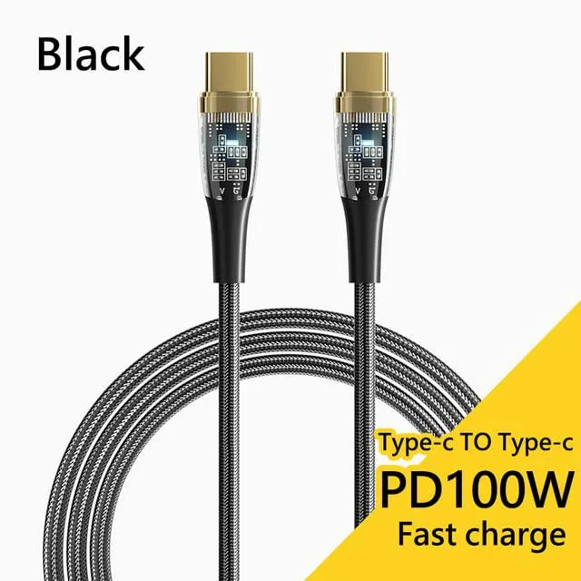 ESTONE ESTONE Essager XJ USB-C Cable 100W PD 3.0 QC 4.0 Transparent Black 2-Pack 3.3ft — product photo