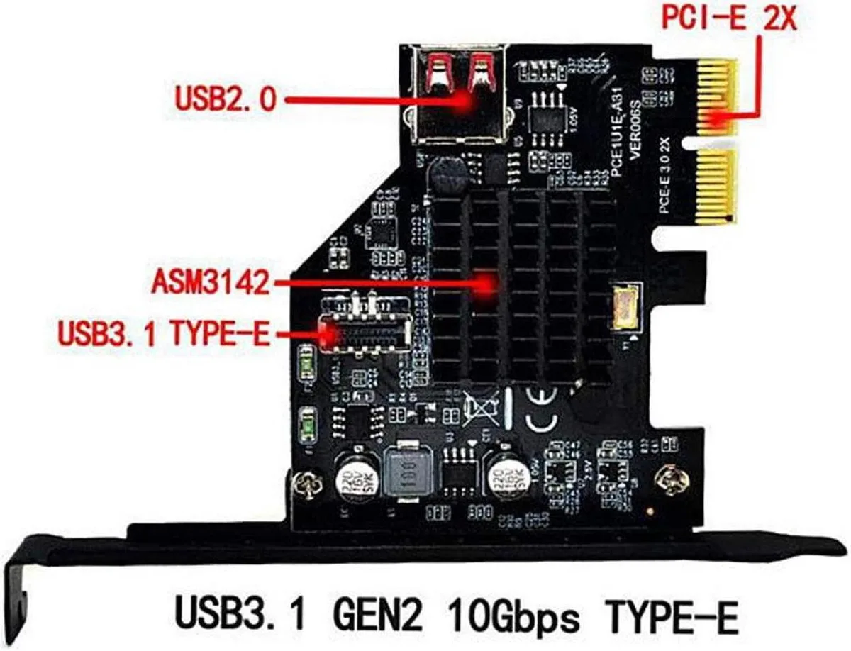 Vszerda Vszerda PCI-E 2X to USB 3.1 Gen2 Type-E 20-pin expansion card — product photo