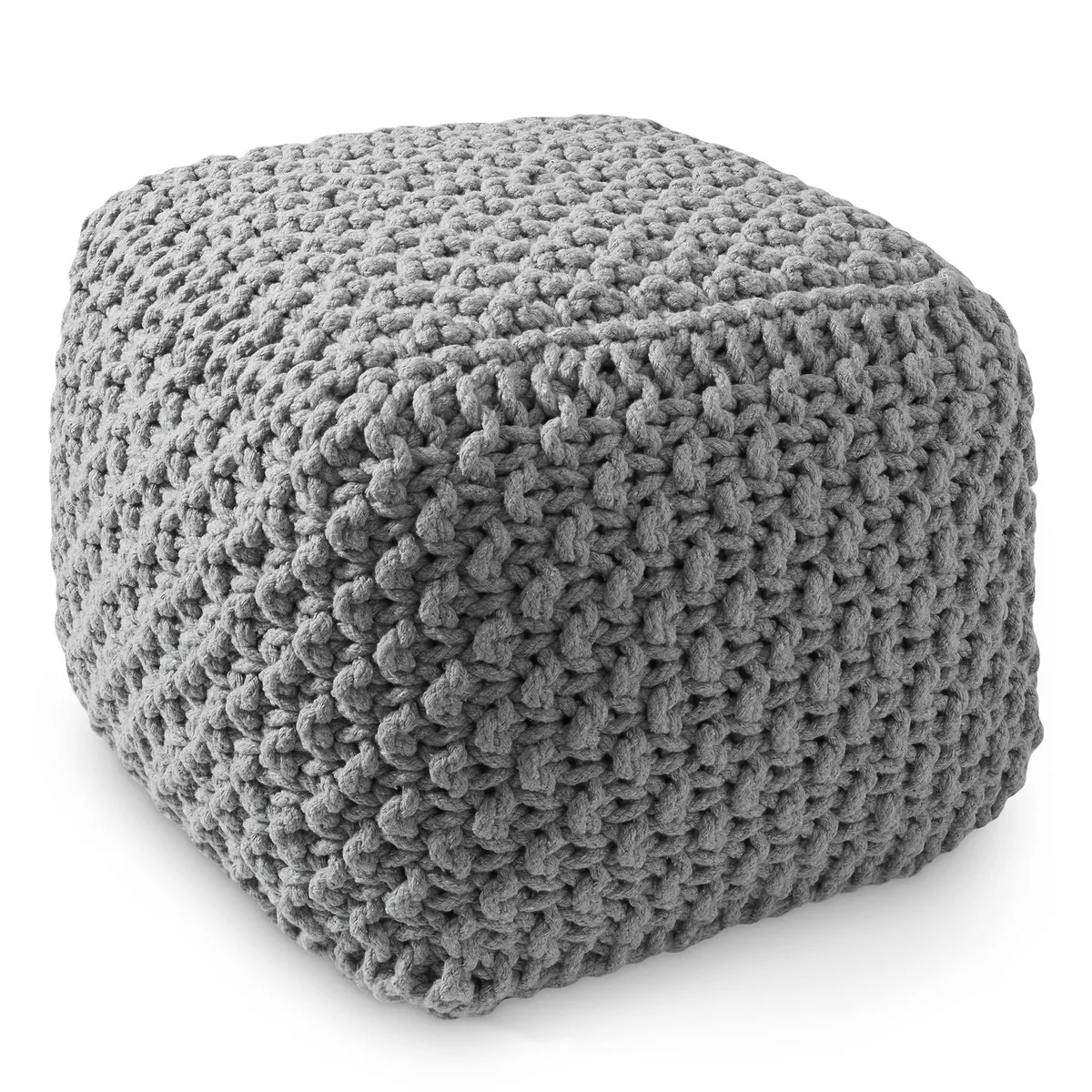 Casafield Casafield Square Pouf Ottoman Light Grey 18.5" W x 18.5" D x 14.5" H — product photo